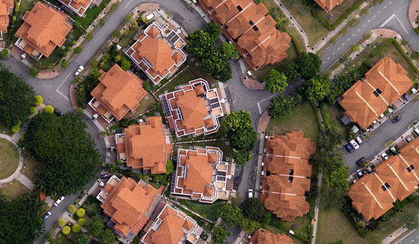 Buildings with red roofs